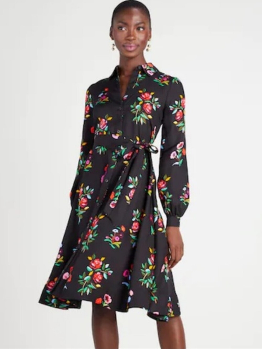 Kate Spade Autumn Floral Silk-Blend Shirtdress NWT